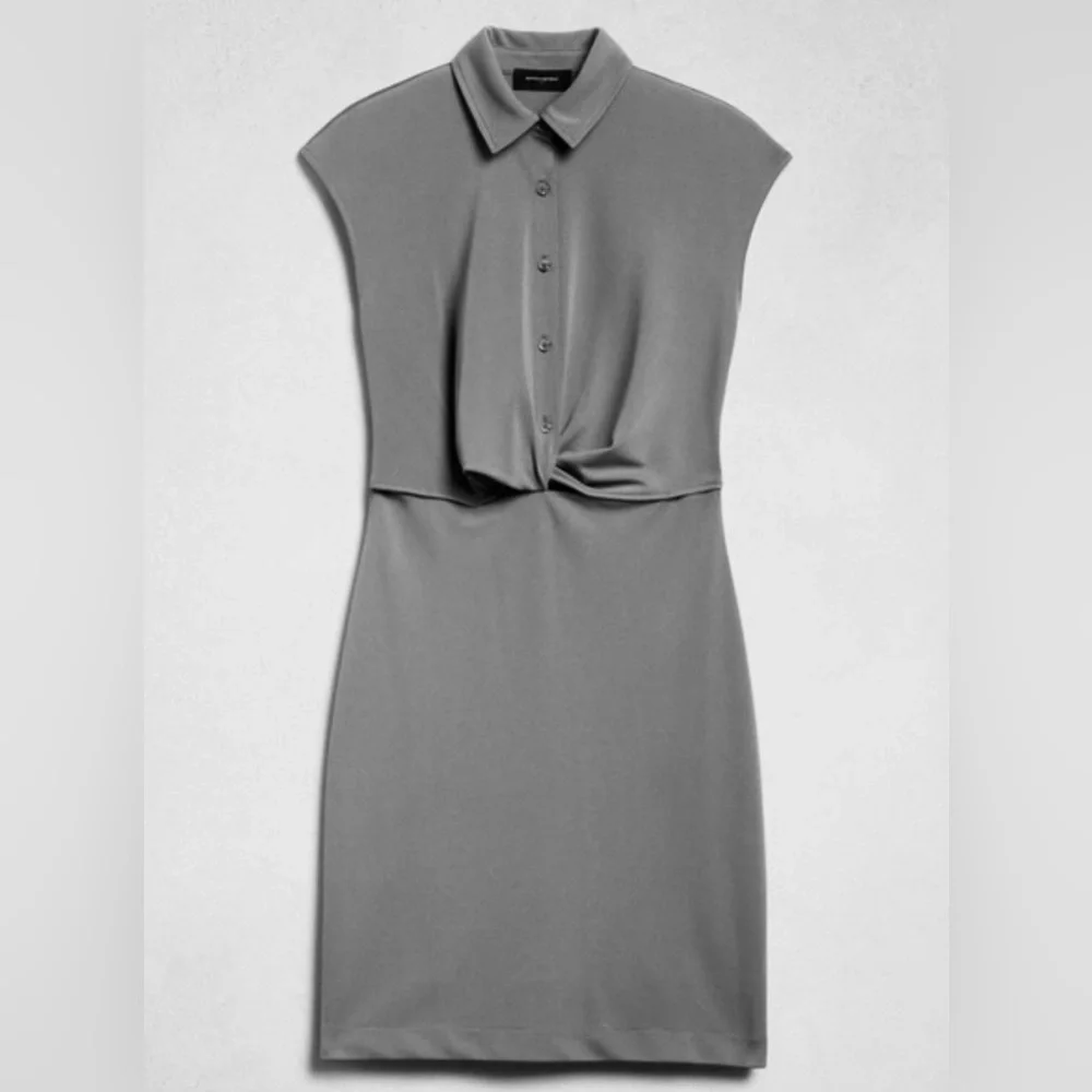 NWT Banana Republic CAP-SLEEVE KNEE-LENGTH DRESS BLACK Size Large
